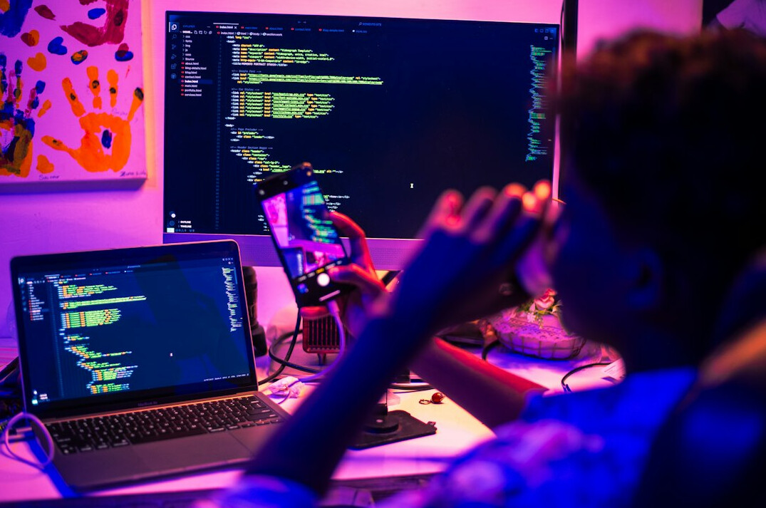 group of students in coding class